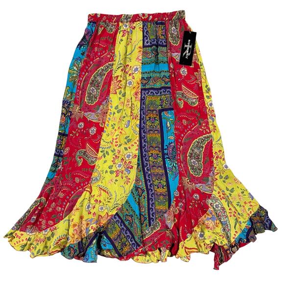Vintage NWT Requirements Bohemian Skirt Size Small Floral‎ Paisley Ruffle - Picture 1 of 14